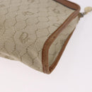 Christian Dior Honeycomb Canvas Clutch Tas PVC Beige Auth ep14816-16