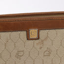 Christian Dior Honeycomb Canvas Clutch Tas PVC Beige Auth ep14816-8