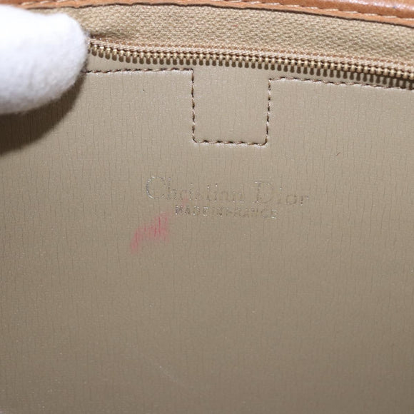 Christian Dior Honeycomb Canvas Clutch Tas PVC Beige Auth ep14816
