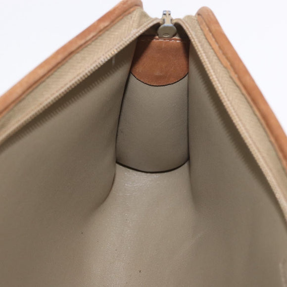 Christian Dior Honeycomb Canvas Clutch Tas PVC Beige Auth ep14816