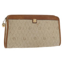 Christian Dior Honeycomb Canvas Clutch Tas PVC Beige Auth ep14816-1