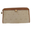 Christian Dior Honeycomb Canvas Clutch Tas PVC Beige Auth ep14816-13