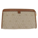 Christian Dior Honeycomb Canvas Clutch Tas PVC Beige Auth ep14816-2