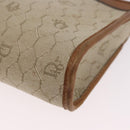 Christian Dior Honeycomb Canvas Clutch Tas PVC Beige Auth ep14816-14
