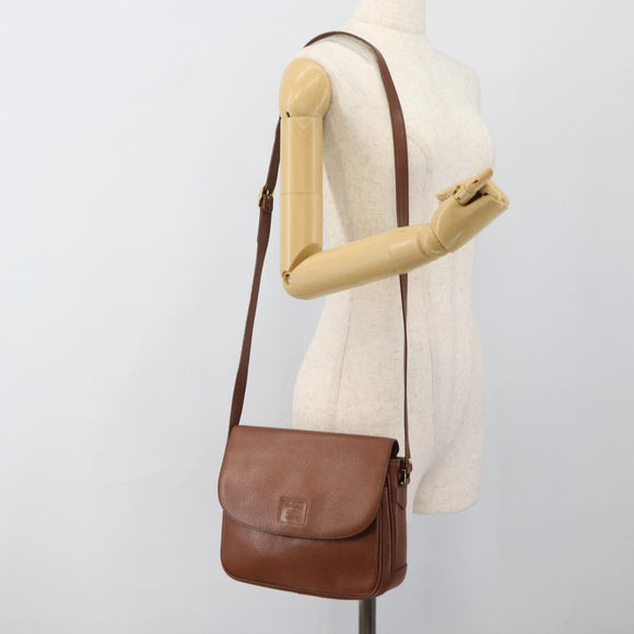 Burberrys Shoulder Bag Leather Brown Gold Auth ep14819