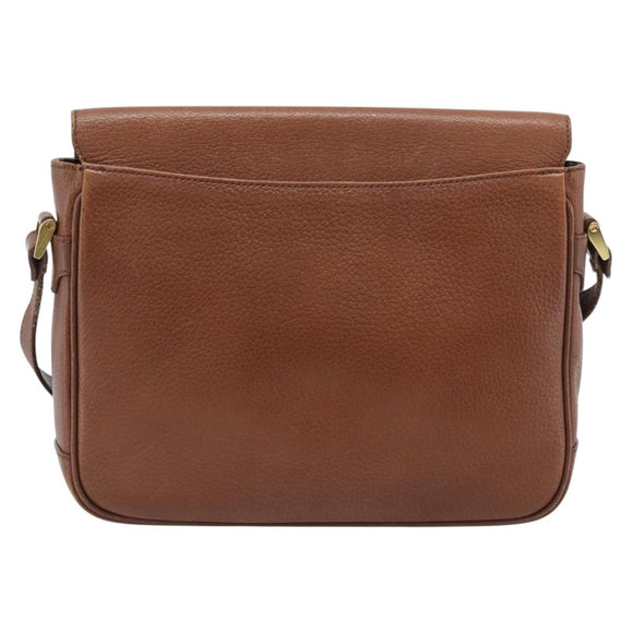 Burberrys Shoulder Bag Leather Brown Gold Auth ep14819