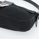 FENDI Mamma Baguette Shoulder Bag Cotton jersey Black Silver Auth ep14820-9