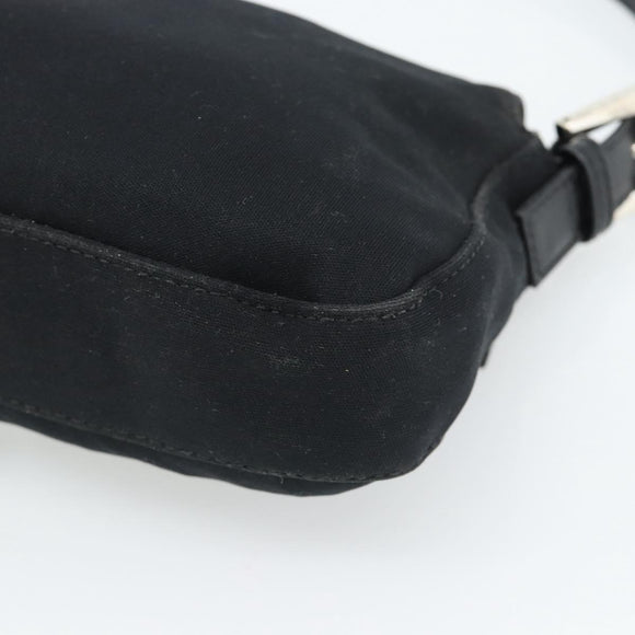 FENDI Mamma Baguette Shoulder Bag Cotton jersey Black Silver Auth ep14820