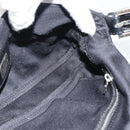 FENDI Mamma Baguette Shoulder Bag Cotton jersey Black Silver Auth ep14820-18