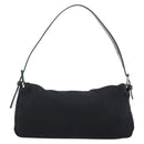 FENDI Mamma Baguette Shoulder Bag Cotton jersey Black Silver Auth ep14820-2