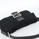 FENDI Mamma Baguette Shoulder Bag Cotton jersey Black Silver Auth ep14820-6