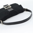 FENDI Mamma Baguette Shoulder Bag Cotton jersey Black Silver Auth ep14820-7