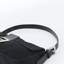 FENDI Mamma Baguette Shoulder Bag Cotton jersey Black Silver Auth ep14820-8