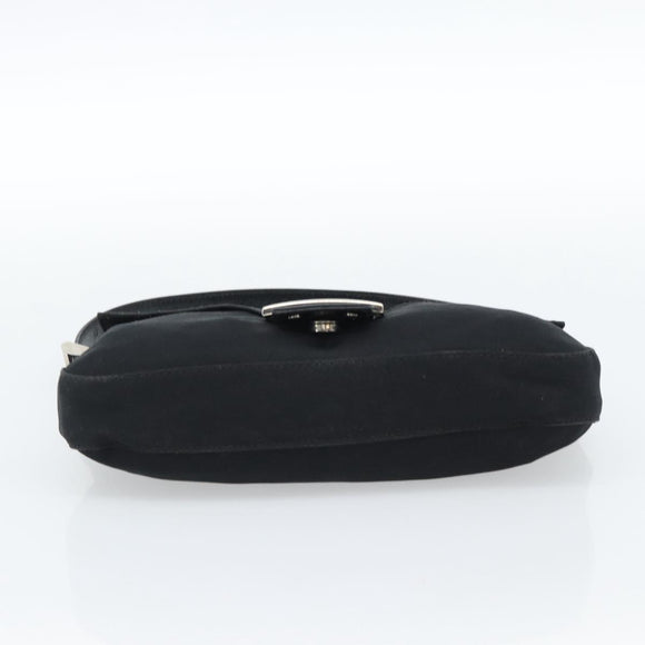 FENDI Mamma Baguette Shoulder Bag Cotton jersey Black Silver Auth ep14820