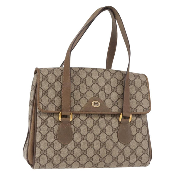 GUCCI GG Supreme Hand Bag PVC Beige Gold 116 02 080 Auth ep14821