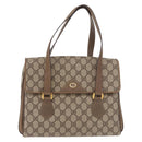 GUCCI GG Supreme Hand Bag PVC Beige Gold 116 02 080 Auth ep14821-13