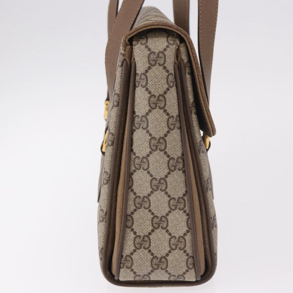 GUCCI GG Supreme Hand Bag PVC Beige Gold 116 02 080 Auth ep14821