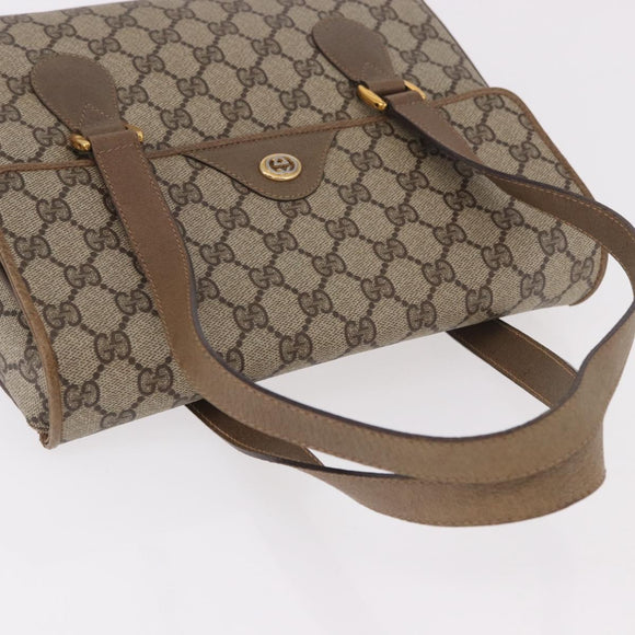 GUCCI GG Supreme Hand Bag PVC Beige Gold 116 02 080 Auth ep14821
