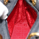 Christian Dior Lady Dior Canage Hand Bag Canvas Black Gold Auth ep14827-20