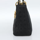 Christian Dior Lady Dior Canage Hand Bag Canvas Black Gold Auth ep14827-4