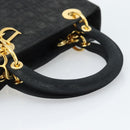 Christian Dior Lady Dior Canage Hand Bag Canvas Black Gold Auth ep14827-7
