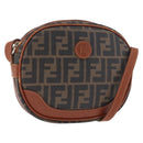 FENDI Zucca Canvas Shoulder Bag Black Brown gold Auth ep14830-1
