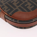 FENDI Zucca Canvas Shoulder Bag Black Brown gold Auth ep14830-10