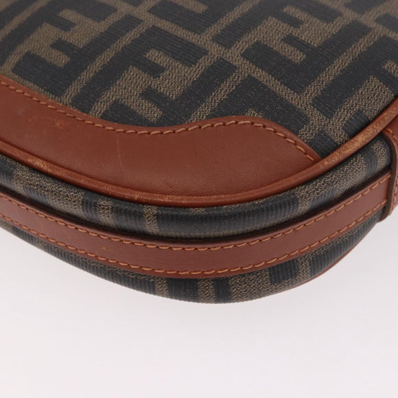 FENDI Zucca Canvas Shoulder Bag Black Brown gold Auth ep14830