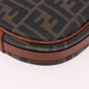 FENDI Zucca Canvas Shoulder Bag Black Brown gold Auth ep14830-12