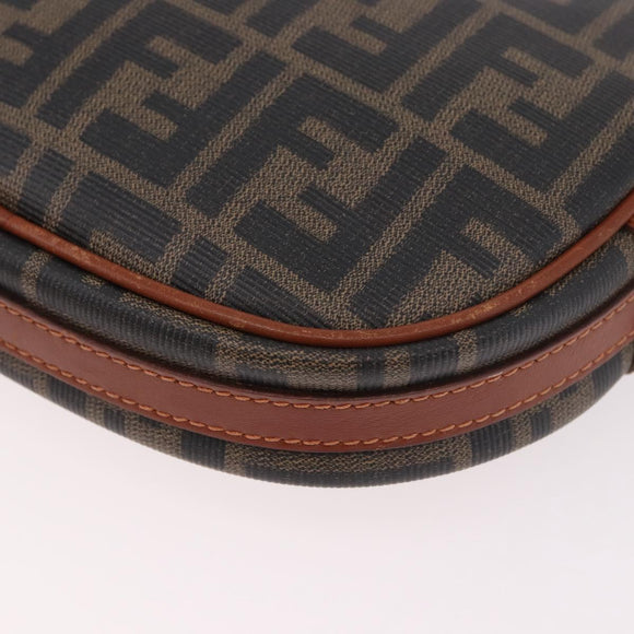 FENDI Zucca Canvas Shoulder Bag Black Brown gold Auth ep14830