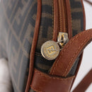 FENDI Zucca Canvas Shoulder Bag Black Brown gold Auth ep14830-14