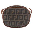 FENDI Zucca Canvas Shoulder Bag Black Brown gold Auth ep14830-3