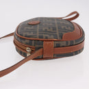 FENDI Zucca Canvas Shoulder Bag Black Brown gold Auth ep14830-5