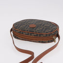 FENDI Zucca Canvas Shoulder Bag Black Brown gold Auth ep14830-6