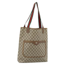 GUCCI GG Supreme Web Sherry Line Tote Bag PVC Beige Red 39 02 003 Auth ep14832-1