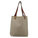 GUCCI GG Supreme Web Sherry Line Tote Bag PVC Beige Red 39 02 003 Auth ep14832-3