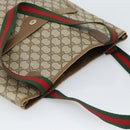 GUCCI GG Supreme Web Sherry Line Tote Bag PVC Beige Red 39 02 003 Auth ep14832-6