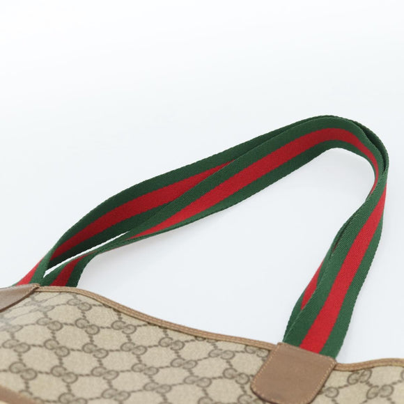 GUCCI GG Supreme Web Sherry Line Tote Bag PVC Beige Red 39 02 003 Auth ep14832