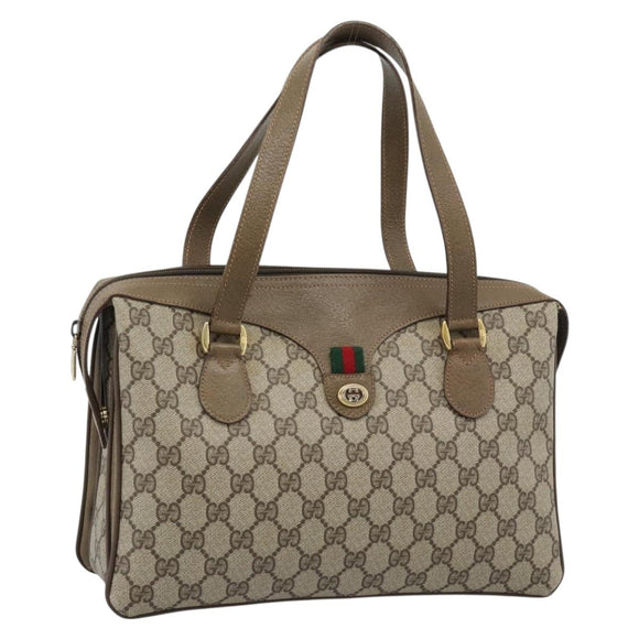 GUCCI GG Supreme Web Sherry Line Hand Bag PVC Beige Gold 41 02 079 Auth ep14834