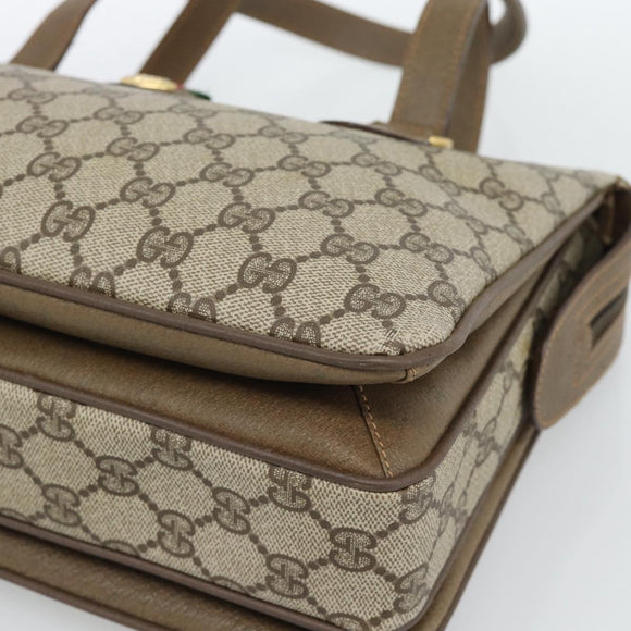 GUCCI GG Supreme Web Sherry Line Hand Bag PVC Beige Gold 41 02 079 Auth ep14834