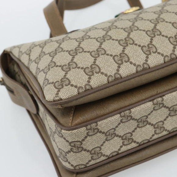 GUCCI GG Supreme Web Sherry Line Hand Bag PVC Beige Gold 41 02 079 Auth ep14834