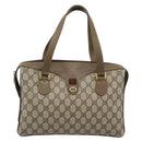 GUCCI GG Supreme Web Sherry Line Hand Bag PVC Beige Gold 41 02 079 Auth ep14834-13
