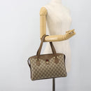 GUCCI GG Supreme Web Sherry Line Hand Bag PVC Beige Gold 41 02 079 Auth ep14834-24