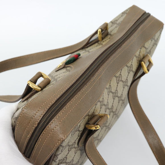 GUCCI GG Supreme Web Sherry Line Hand Bag PVC Beige Gold 41 02 079 Auth ep14834