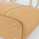 BURBERRY Tote Bag Leather Beige Gold Auth ep14835-10
