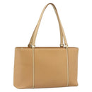 BURBERRY Tote Bag Leather Beige Gold Auth ep14835-1