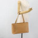 BURBERRY Tote Bag Leather Beige Gold Auth ep14835-25