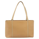 BURBERRY Tote Bag Leather Beige Gold Auth ep14835-13