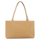 BURBERRY Tote Bag Leather Beige Gold Auth ep14835-2