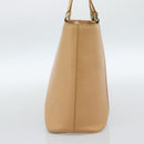 BURBERRY Tote Bag Leather Beige Gold Auth ep14835-3